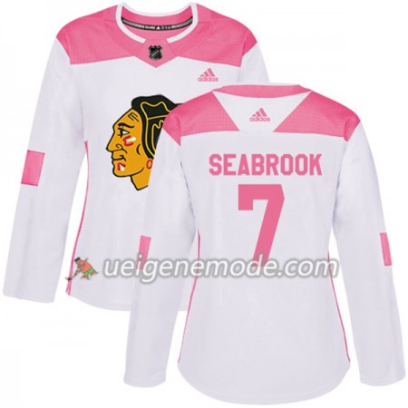 Dame Eishockey Chicago Blackhawks Trikot Brent Seabrook 7 Adidas 2017-2018 Weiß Pink Fashion Authentic